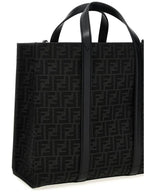 Fendi FF Jacquard Fabric Shopper Tote Bag Black