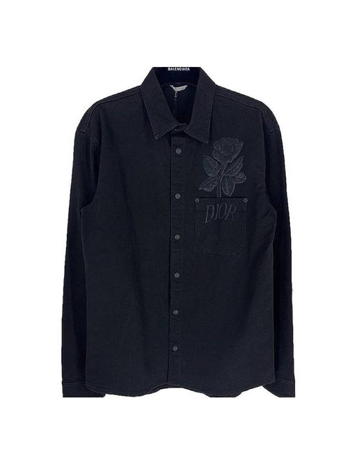Foxton Tonal Flower Over Long Sleeve Shirt Black Dior