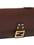 Fendi Baguette Chain Long Wallet Brown