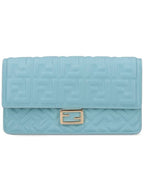 Fendi FF Baguette Nappa Leather Long Wallet Sky Blue