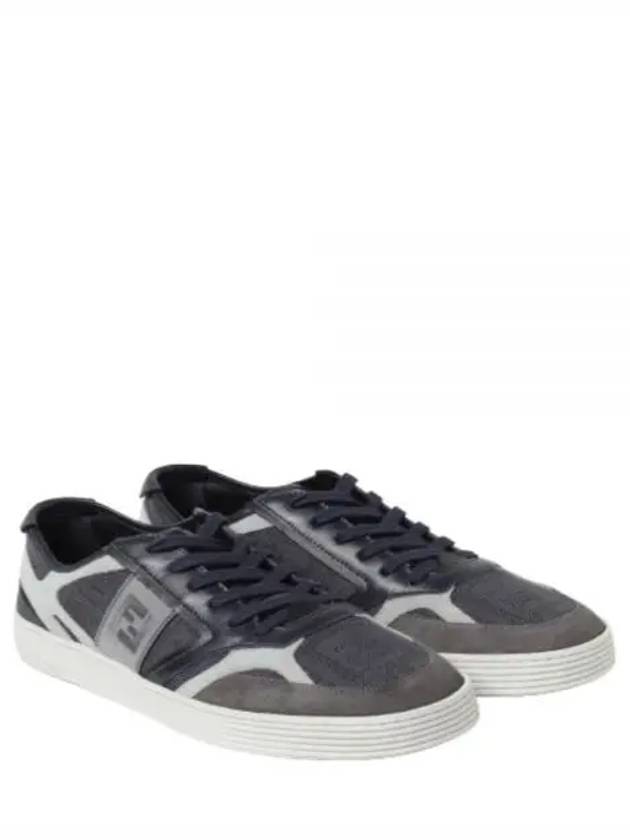 Fendi Step Leather Low Top Sneakers Blue