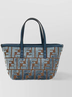 Fendi Roll FF Jacquard Velvet Tote Bag Light Blue