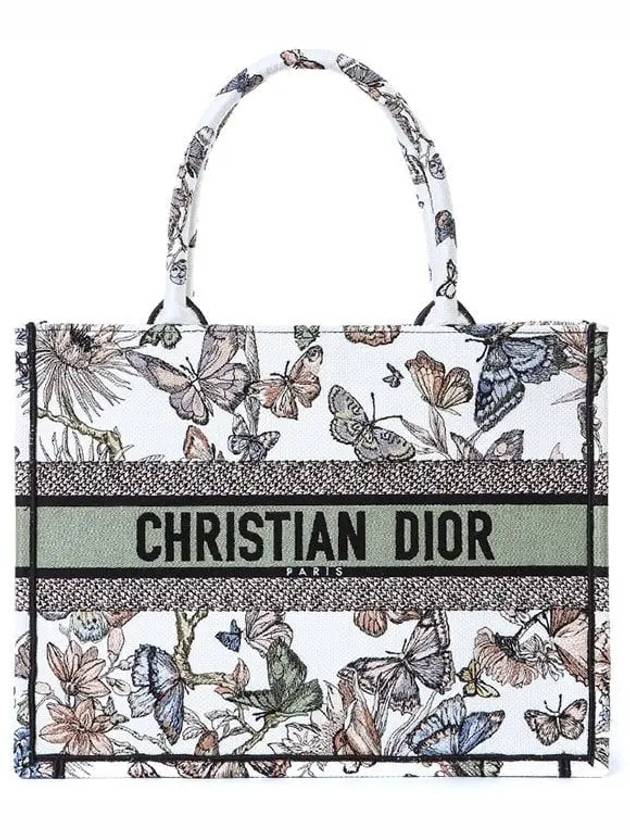 Toile De Jouy Mexico Embroidery Medium Book Tote Bag White Dior