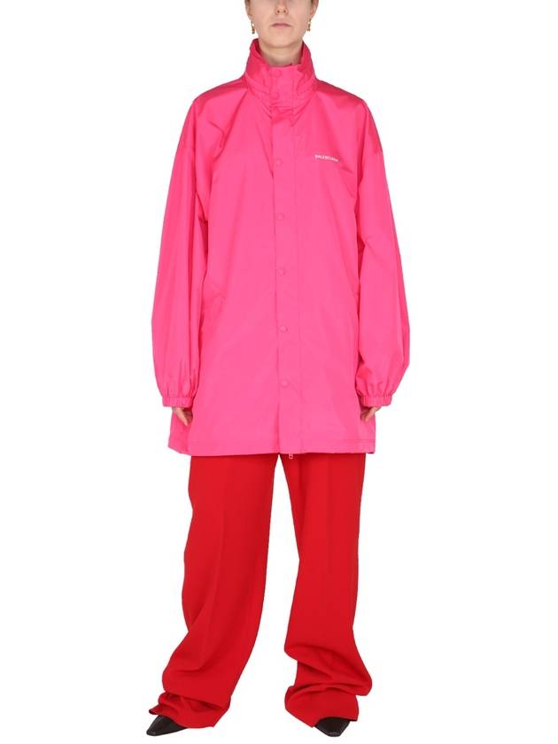 Balenciaga logo oversized taffeta raincoat pink