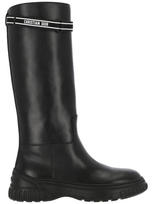 Women's The Racer Calfskin Long Boots Black Dior