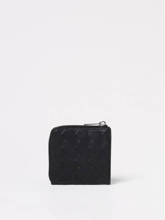 Bottega Veneta Intrecciato Square Zip Around Wallet Black