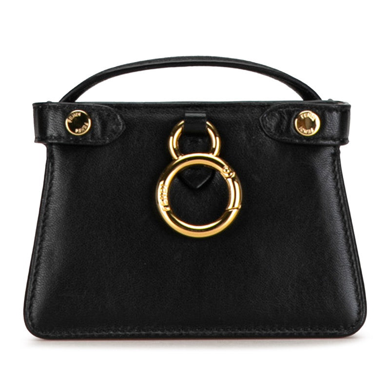 Fendi Nano Peacebu Chain Mini Shoulder Bag Charm 7AR993 Black G Leather  Fendi