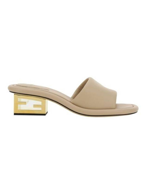 Fendi FF Baguette Motif Nappa Leather Sandals Beige