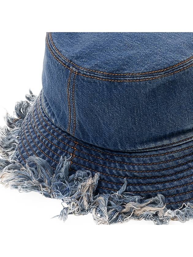 Fendi Embroidered Logo Denim Bucket Hat Blue