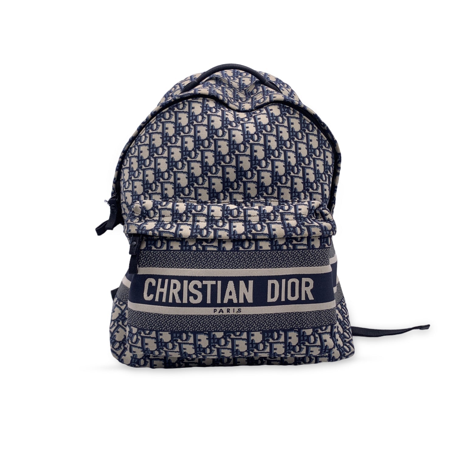 CHRISTIAN DIOR Blue Oblique Canvas Diortravel Backpack Bag