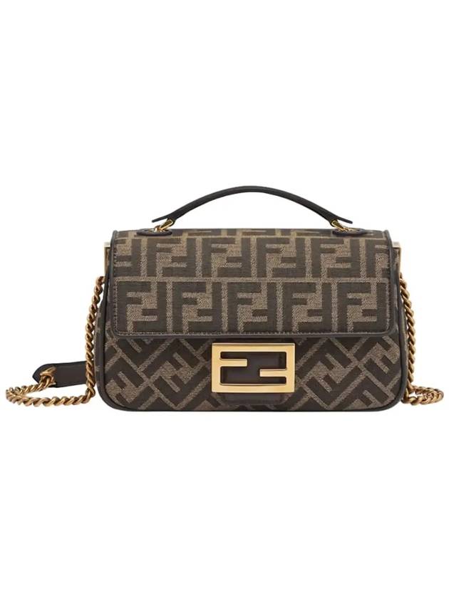 Fendi Baguette Chain FF Jacquard Medium Cross Bag Brown