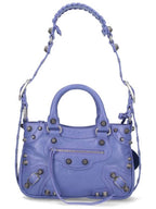 Balenciaga Neo Cargol Small Crocodile Embossed Leather Tote Bag Purple