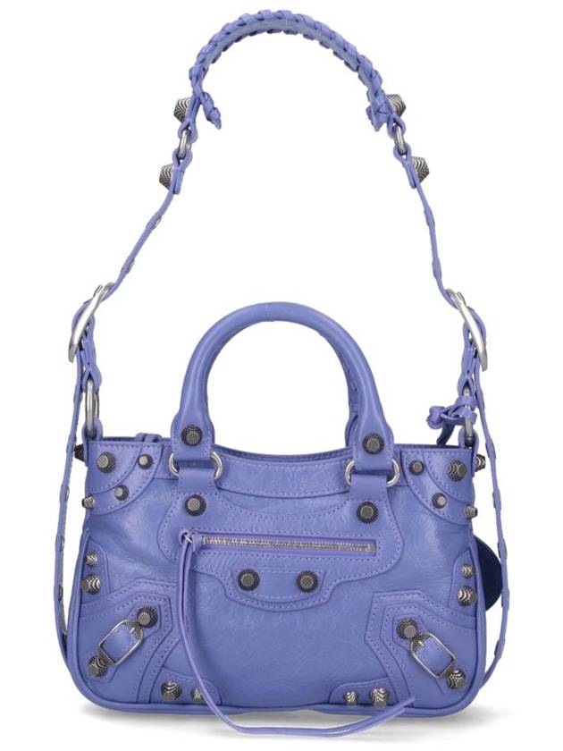 Balenciaga Neo Cargol Small Crocodile Embossed Leather Tote Bag Purple