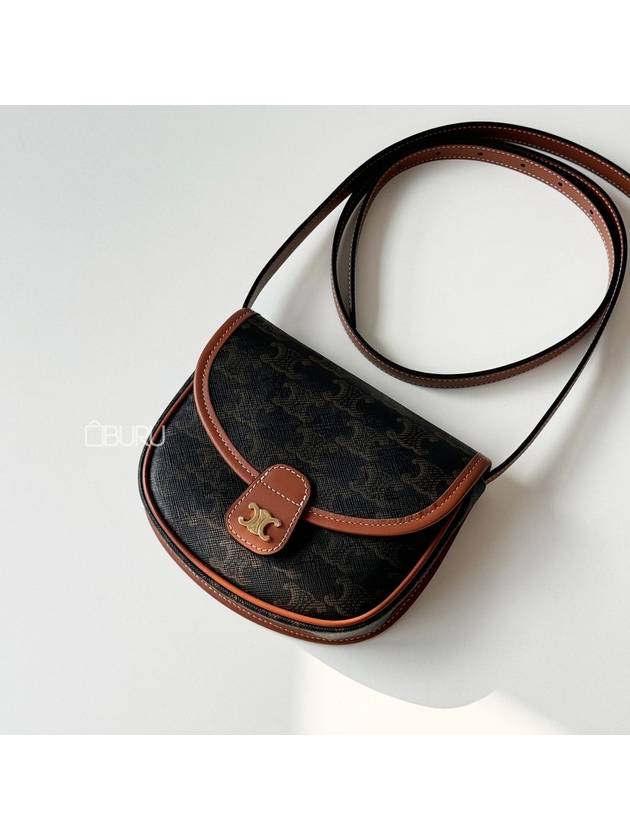 CELINE Triomphe Besace Mini Cross Bag Tan