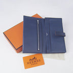 Hermes Wallet H015 Ladies Cow Leather Blue