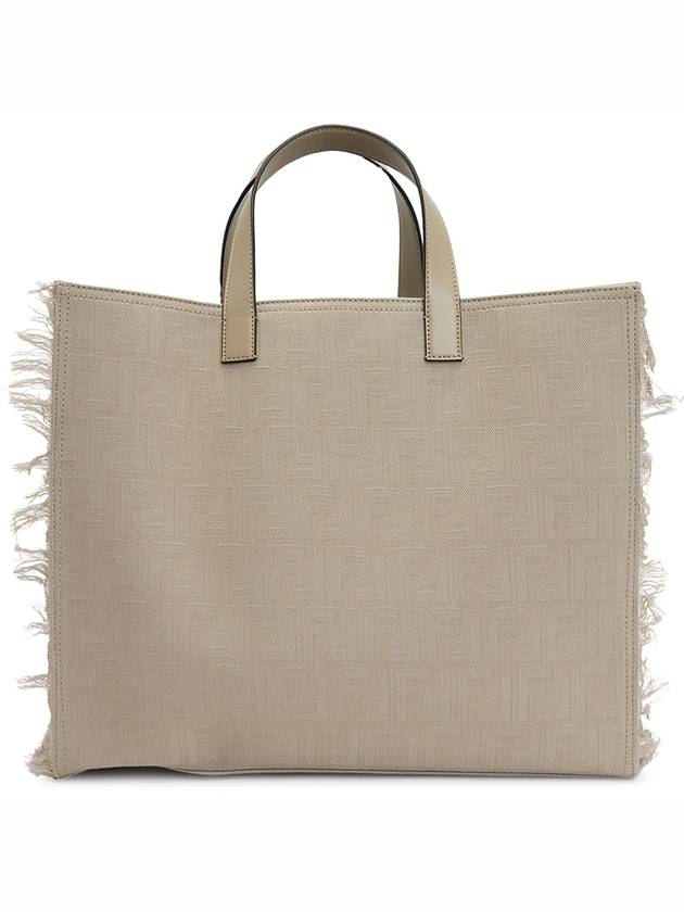 Fendi FF Fabric Tote Bag with Fringes Beige
