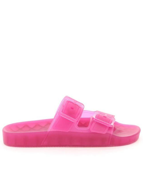 Balenciaga Mallorca Clear Rubber Slippers Neon Pink