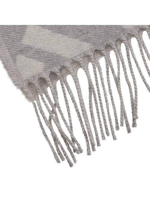 Fendi FF Motif Fringe Cashmere Scarf Light Grey