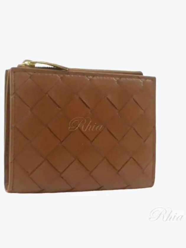 Bottega Veneta Intrecciato Small Leather Half Wallet Wood