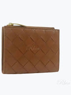 Bottega Veneta Intrecciato Small Leather Half Wallet Wood