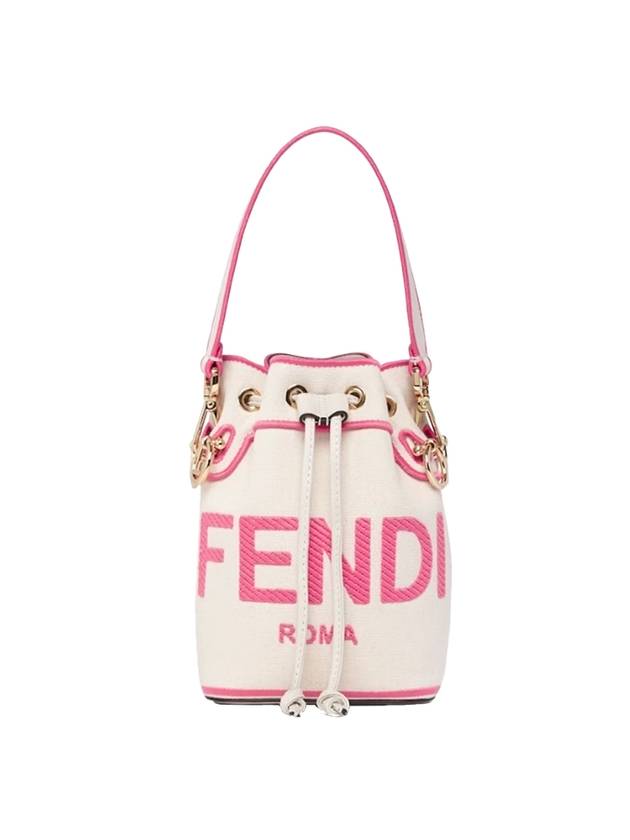 Fendi Roma Mon Treso Mini Canvas Bucket Bag Beige