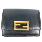 FENDI Trifold wallet 8M0395 leather black logo Women