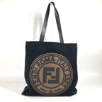 FENDI Tote Bag 7VA435 Canvas / leather black Vertical Shoulder Bag logo FF