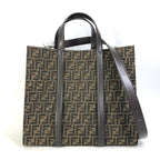 FENDI Tote Bag 7VA390 Canvas / leather Brown Crossbody Zucca Shopping Bag mens