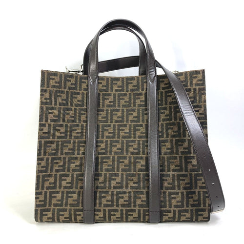 FENDI Tote Bag 7VA390 Canvas / leather Brown Crossbody Zucca Shopping Bag mens