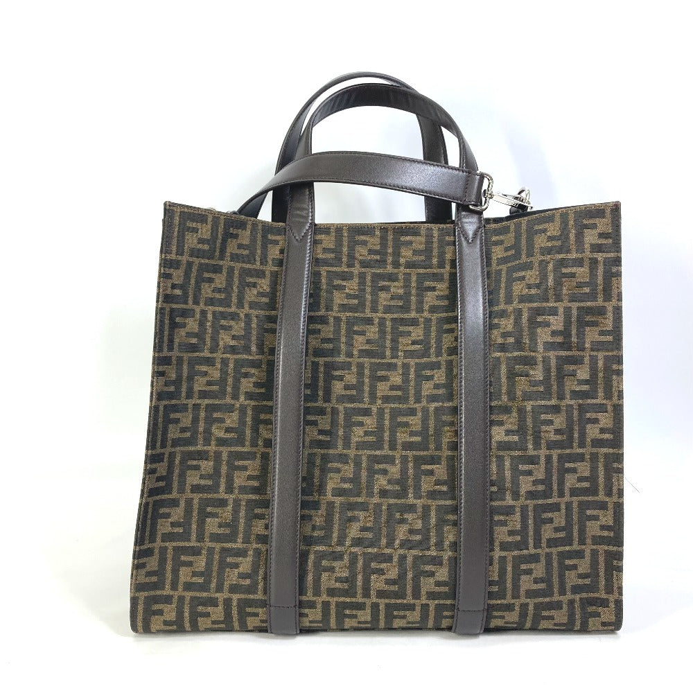 FENDI Tote Bag 7VA390 Canvas / leather Brown Crossbody Zucca Shopping Bag mens