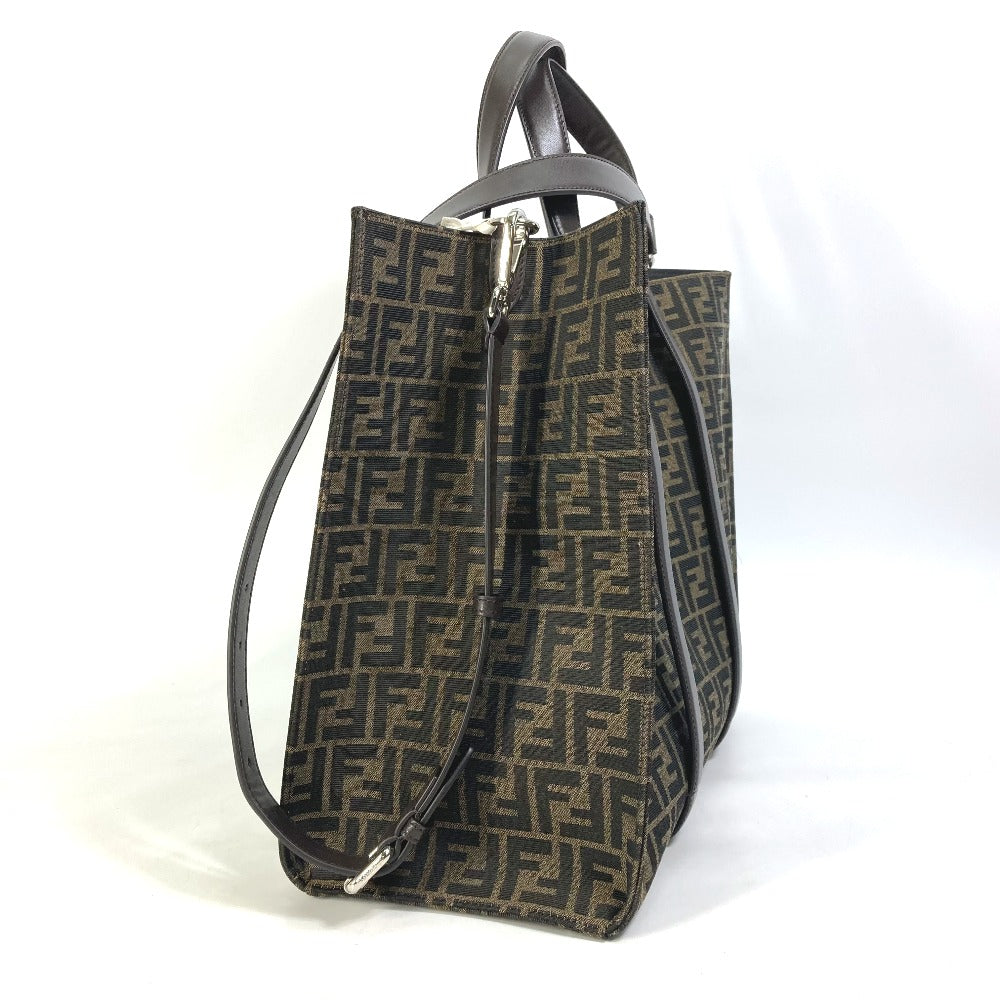 FENDI Tote Bag 7VA390 Canvas / leather Brown Crossbody Zucca Shopping Bag mens
