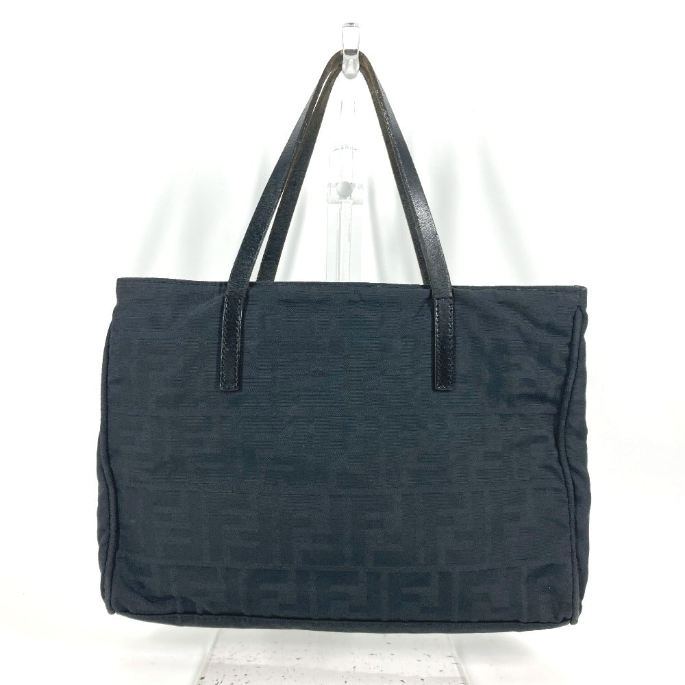 FENDI Tote Bag Nylon, Leather black vintage Zucca Women