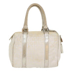 FENDI Zucchino Canvas Hand Bag Silver Auth 40060