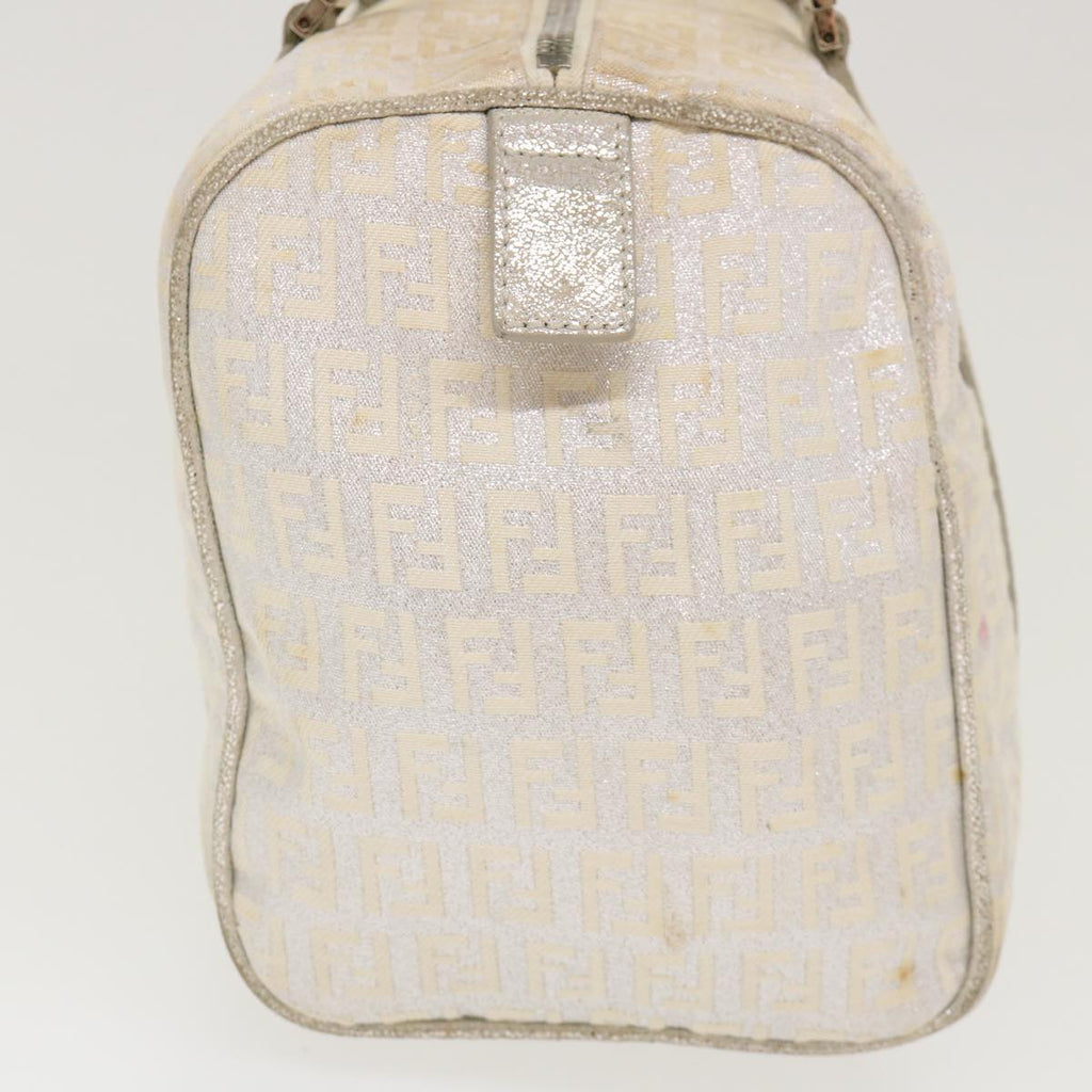 FENDI Zucchino Canvas Hand Bag Silver  40060