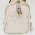 FENDI Zucchino Canvas Hand Bag Silver  40060