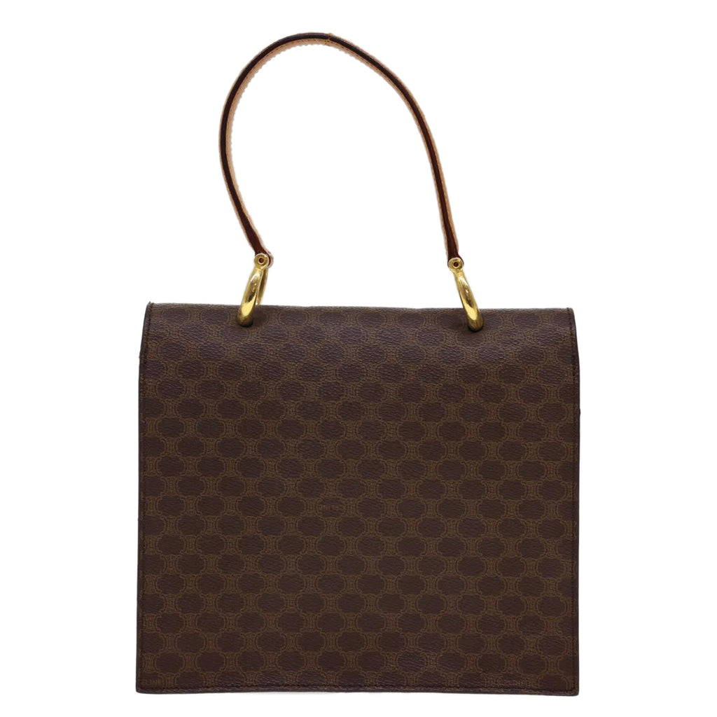 CELINE Macadam Canvas Hand Bag PVC Leather Brown  40087