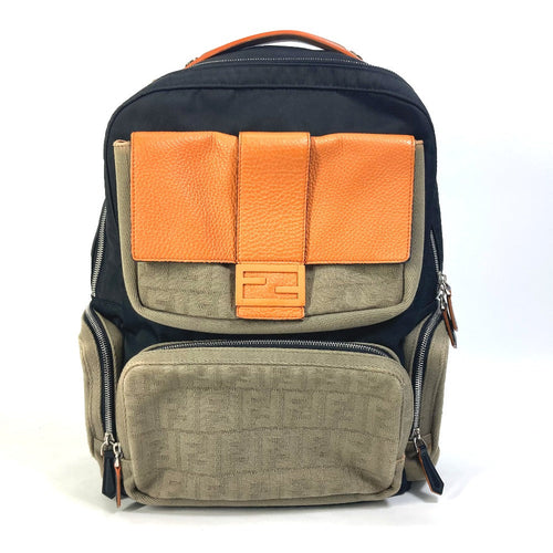 FENDI Backpack 7VZ048 Nylon / canvas black Backpack Zucca multi mens