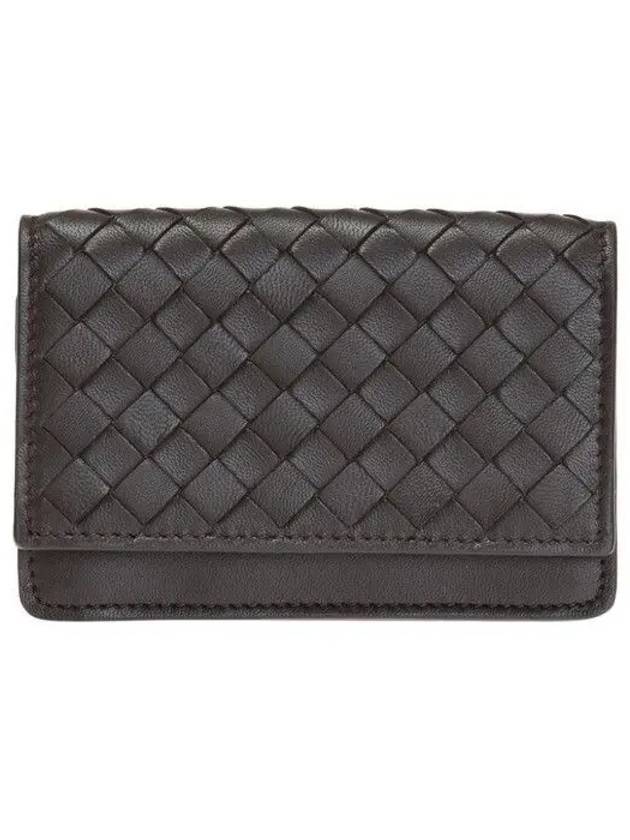 Bottega Veneta Intrecciato Flap Card Wallet Espresso