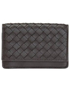 Bottega Veneta Intrecciato Flap Card Wallet Espresso