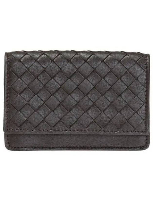 Bottega Veneta Intrecciato Flap Card Wallet Espresso