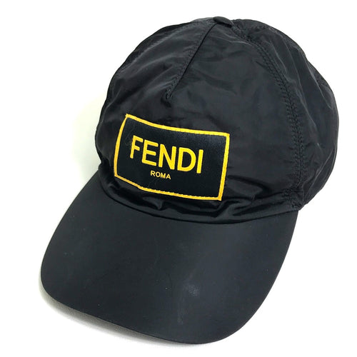 FENDI cap FXQ768 Nylon, Cotton black logo unisex(Unisex)