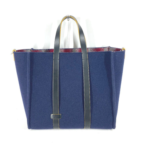 FENDI Tote Bag 7VA390 wool Navy Shoulder Tote mens