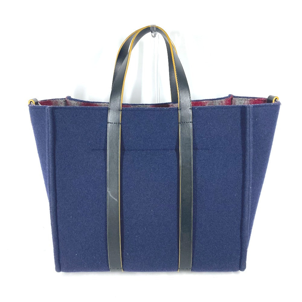 FENDI Tote Bag 7VA390 wool Navy Shoulder Tote mens