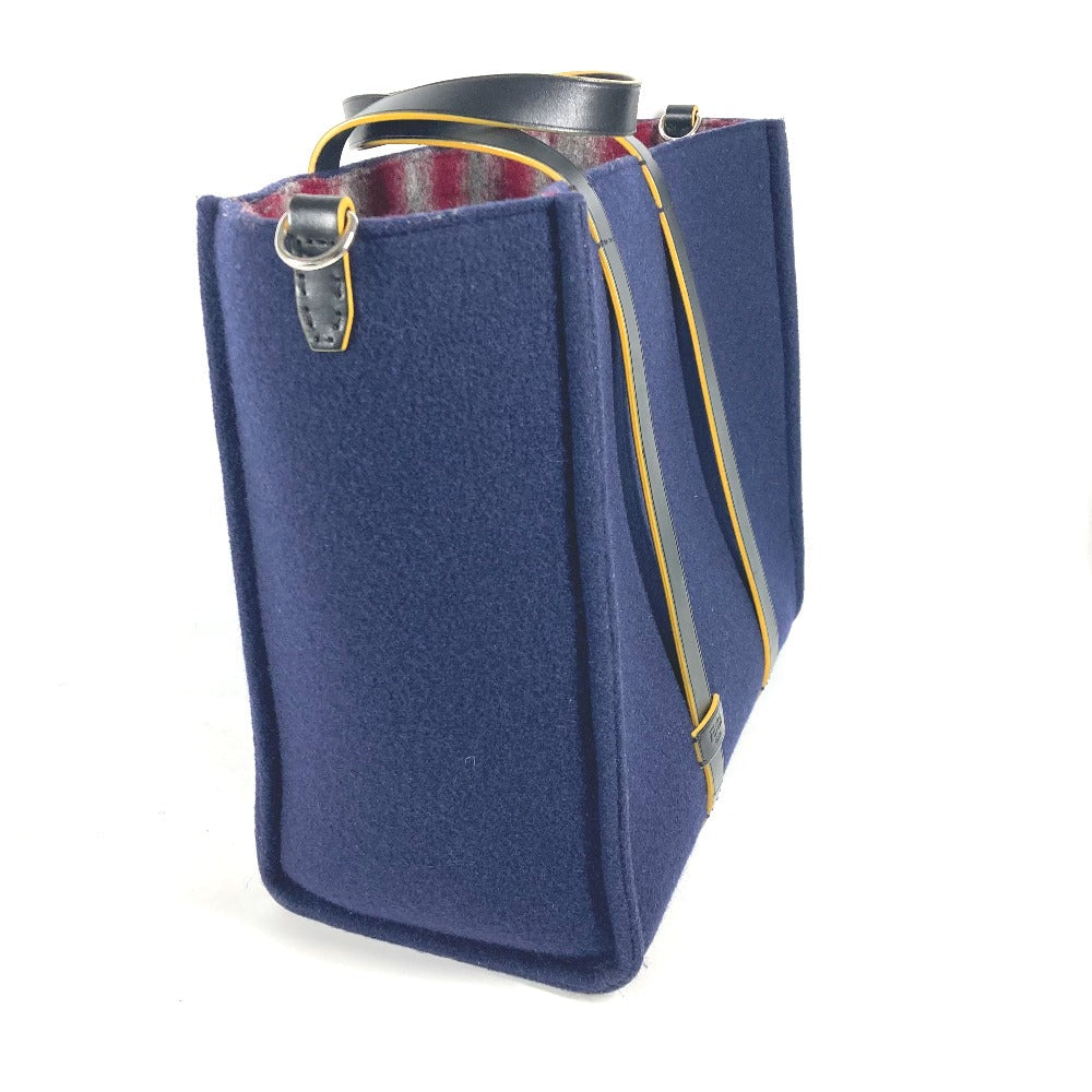 FENDI Tote Bag 7VA390 wool Navy Shoulder Tote mens