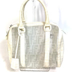 FENDI Boston Duffel bag leather white handbag bag Zucca mesh Women