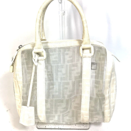 FENDI Boston Duffel bag leather white handbag bag Zucca mesh Women