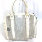 FENDI Boston Duffel bag leather white handbag bag Zucca mesh Women