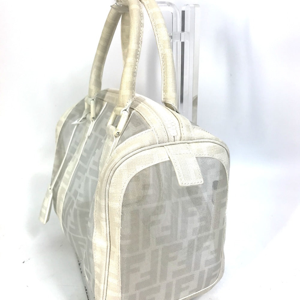 FENDI Boston Duffel bag leather white handbag bag Zucca mesh Women