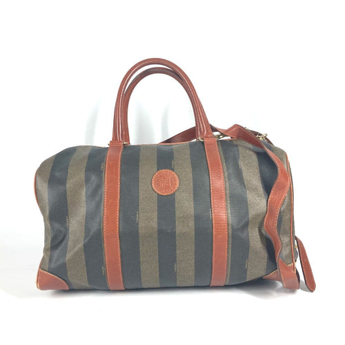 FENDI Boston Duffel bag Leather / PVC Brown vintage Pecan Women