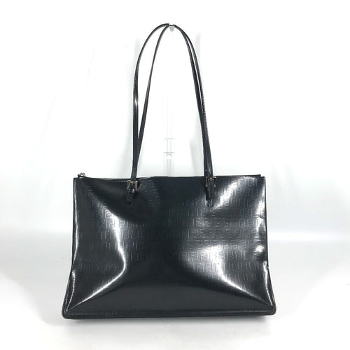 FENDI Tote Bag leather black logo FF Women
